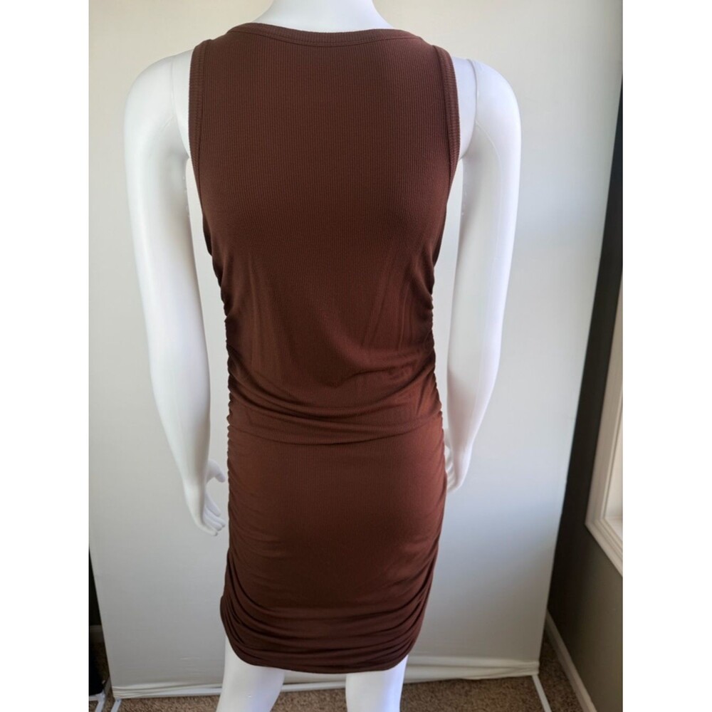 Cocoa Brown Ruched Bodycon Mini Dress Small - Picture 4 of 9